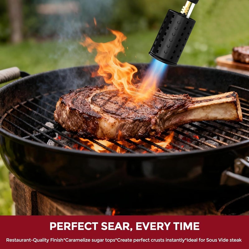 SILADKN Propane Torch Gun with Adjustable Flame, Handheld Torch Head for BBQ, Grill, Sous Vide, Campfire & Charcoal Lighting, Safety Lock & Wide Nozzle Design (Tank Not Included, Black） - Image 5